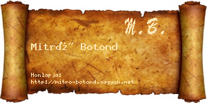 Mitró Botond névjegykártya